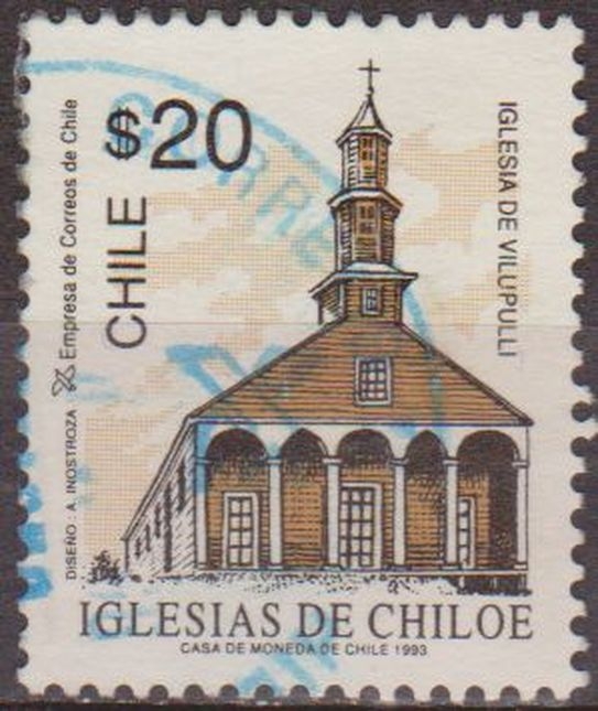 z vendido Chile 1993 Scott 1053 Sello º Iglesias de Chiloe Vilupulli Utilisé usado 20$
